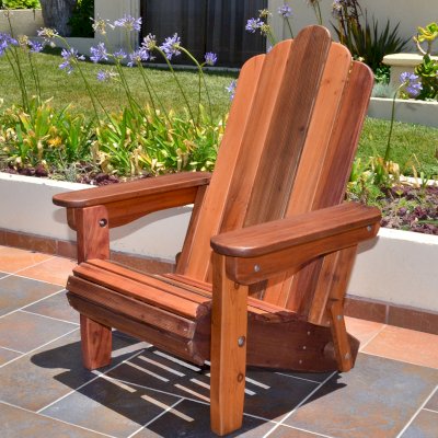 Adirondack Wooden Folding Chair (Options: Old-Growth Redwood, No Cushions, No Ottoman, Transparent Premium Sealant).