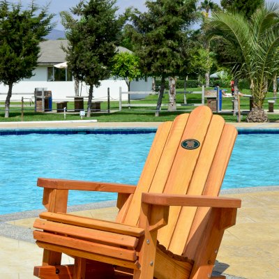 Adirondack Wooden Rocking Chair (Options: Standard Width, Douglas-fir, No Cushion, No Ottoman, Transparent Premium Sealant).