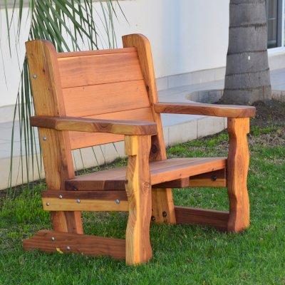 Angel's Rustic Wood Bench (Options: 3 ft, California Redwood, No Cushion, No Engraving, Transparent Premium Sealant).