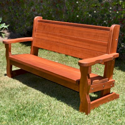 Angel's Rustic Wood Bench (Options: 6 ft, Old-Growth Redwood, No Cushion, No Engraving, Transparent Premium Sealant).