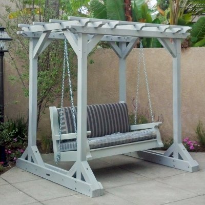 Custom Angel's Trellis Swing (Options: 7' x 5', Douglas-fir, Open Roof Instead of Lattice Panels, Classic Bench Swing, Custom Finish).