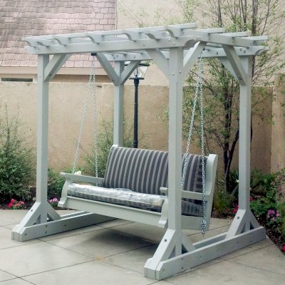 Custom Angel's Trellis Swing (Options: 7' x 5', Douglas-fir, Open Roof Instead of Lattice Panels, Classic Bench Swing, Custom Finish).