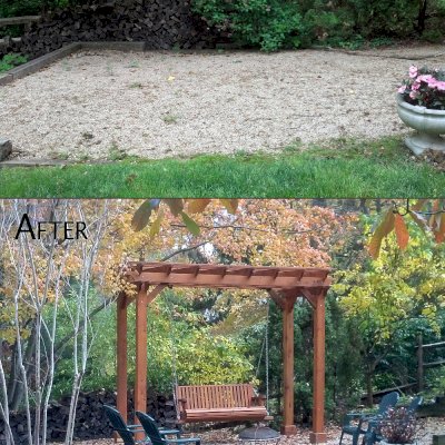 Custom Angel's Trellis Swing (Options: 12' x 5', Mature Redwood, Open Roof Instead of Lattice Panels, Classic Bench Swing, Transparent Premium Sealant).