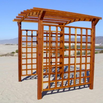 Custom sized Arched Garden Arbor (Options: 96" W x 96" D, Mature Redwood, No Anchor Kit, Transparent Premium Sealant). If you'd like a custom sized arbor, just let us know.