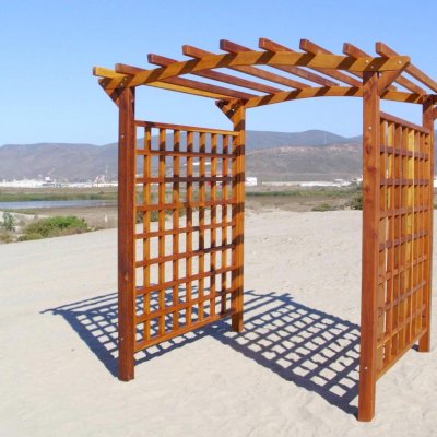 Custom sized Arched Garden Arbor (Options: 96" W x 96" D, Mature Redwood, No Anchor Kit, Transparent Premium Sealant). If you'd like a custom sized arbor, just let us know.