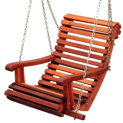 Armchair Swings (Seats Only) (Options: Old-Growth Redwood, Ensenada Style Seat, All Tree Hanging Hardware, No Engraving, Transparent Premium Sealant). CUSTOM DESIGN by CUSTOMER REQUEST