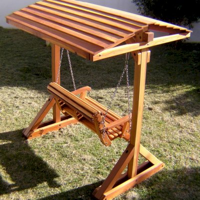 FROM BEHIND: Bench Swing Sets (Options: Standard Bench, Include Swing Roof, California Redwood, Ensenada Style Seat, No Engraving, Transparent Premium Sealant).