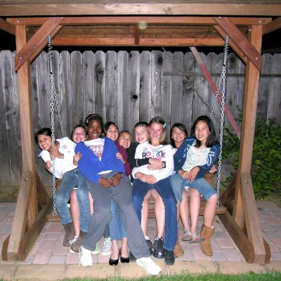 When the party gets out of control... we can send replacement springs! Bench Swing Set (Options: Large Bench, Include Swing Roof, Mature Redwood, Classic Style Seat, No Engraving, Transparent Premium Sealant). Photo Courtesy of Steve Churchwell of Sacramento, CA.