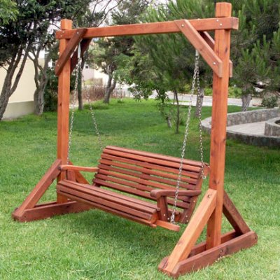 Bench Swing Sets (Options: Large Bench, No Swing Roof, Old-Growth Redwood, Ensenada Style Seat, No Engraving, Transparent Premium Sealant).