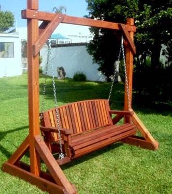 Bench Swing Sets (Options: Large Bench, No Swing Roof, Old-Growth Redwood, Luna Backrest Seat, No Engraving, Transparent Premium Sealant).