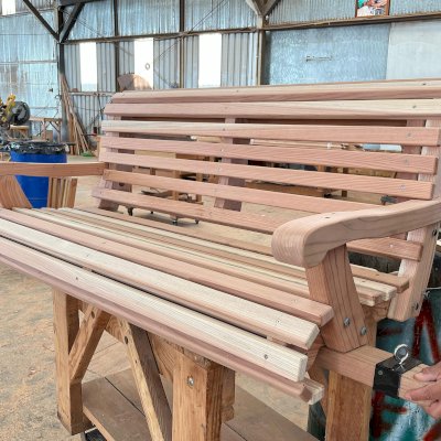 Bench Swing in Production (Options: Large Garden Bench, California Redwood, Ensenada Style).