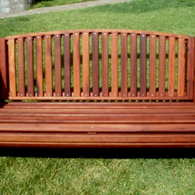 Bench Swings (Seats Only) (Options: Large Garden Bench, Old-Growth Redwood, Luna Seat Design, No Engraving, All Beam Hanging Hardware, Transparent Premium Sealant).