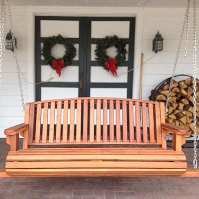 Bench Swings (Seats Only) (Options: Large Garden Bench, California Redwood, Luna Backrest Seat, No Engraving, All Beam Hanging Hardware, Transparent Premium Sealant).