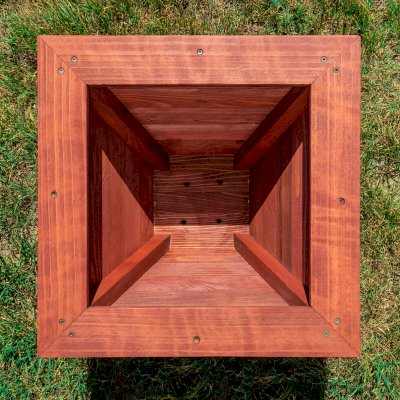 Bonsai Planters (Options: 10" at base, 18" at top, 10" H, Mature Redwood, Standard Base, No Growing Vegetables, Cherry Stain Premium Sealant).