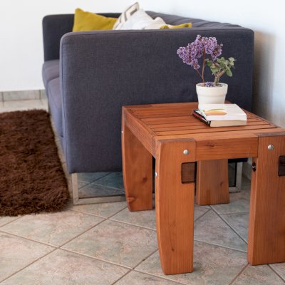 Brian's Side Tables (Options: 24" L x 18" W, Mature Redwood, 18" H, Transparent Premium Sealant).