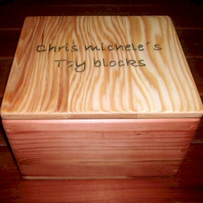 72-Piece Building Blocks - Block Box in Mature Redwood. Box Lid is in Redwood Unfinished.