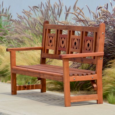 Caneel Bay Garden Bench (Options: 6 ft, Old-Growth Redwood, No Cushion, No Engraving, Transparent Premium Sealant).