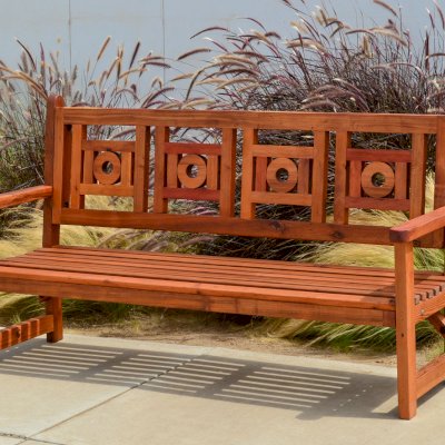 Caneel Bay Garden Bench (Options: 6 ft, Old-Growth Redwood, No Cushion, No Engraving, Transparent Premium Sealant).