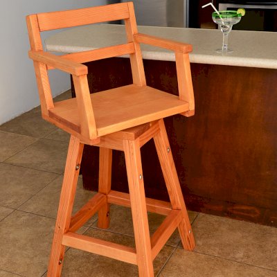 Captain's Redwood Bar Stool (Options: Douglas-fir, Swivel Seat, 31" H, No Cushion, Transparent Premium Sealant).