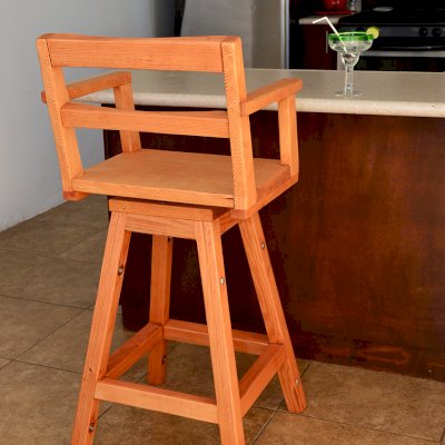 Captain's Redwood Bar Stool (Options: Douglas-fir, Swivel Seat, 31" H, No Cushion, Transparent Premium Sealant).