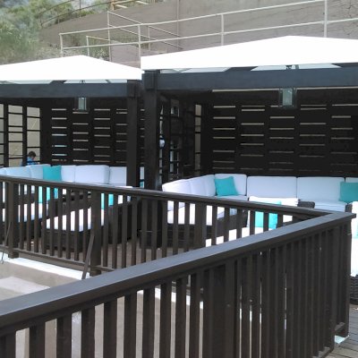 Catalina Island Pergola (Options: 10' x 12', California Redwood, 4-Post Anchor Kit for Concrete, Custom Finish).