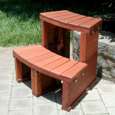 Circular Wooden Spa Step (Options: Angle to fit snugly for 6' tub, Mature Redwood, No Engraving, Transparent Premium Sealant). 