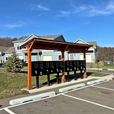 Custom Wood Pavilion (Options: 20' L, 4.5' W, Douglas-fir, 3-Post High-Wind Anchor Kit, 6in x 6in Posts, 8.5 ft Post Height, Transparent Premium Sealant). Photo Courtesy of S. Fenske of Minneapolis, MN.