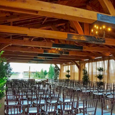El Paso Wedding Pavilion (Options: 60' L x 30' W, Mature Redwood, 8-Post Anchor Kit for High-Wind, Transparent Premium Sealant). Photo Courtesy of Mr. & Ms. Rodriguez of El Paso Grace Gardens, 6701 Westside Dr. El Paso, Texas, 79932. We can build your Pavilion any size you need.