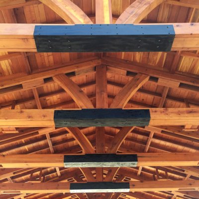 El Paso Wedding Pavilion (Options: 60' L x 30' W, Mature Redwood, 8-Post Anchor Kit for High-Wind, Transparent Premium Sealant). Photo Courtesy of Mr. & Ms. Rodriguez of El Paso Grace Gardens, 6701 Westside Dr. El Paso, Texas, 79932. We can build your Pavilion any size you need.