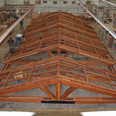 El Paso Wedding Pavilion Under Construction (Options: 60' L x 30' W, Mature Redwood, Transparent Premium Sealant).
