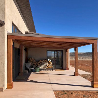 Emma's Modern Pavilion (Options: 14' x 19'-6", No Privacy Panel, California Redwood, 8'-6" H, 2 Electrical Wiring Trims, 6-Post Anchor Kit for High-Wind, No Post Decorative Trim, No Ceiling Fan Base, No Curtain Rods, Transparent Premium Sealant). 