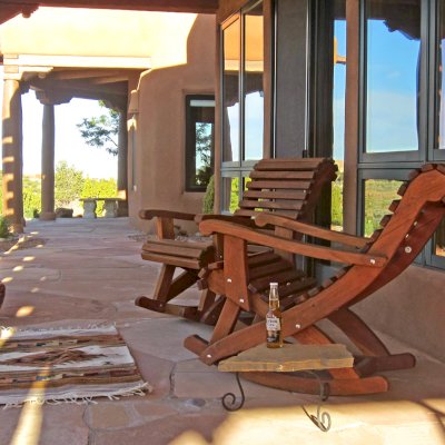 Ensenada Wooden Rocking Chair (Options: Standard Width, Old-Growth Redwood, No Cushion,Transparent Premium Sealant). Photo Courtesy of Alwyn VanderWalt.