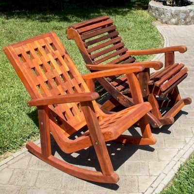 Comparison of Lighthouse and Ensenada Wooden Rocking Chair - Lighthouse in Young, Ensenada in Old-Growth Redwood