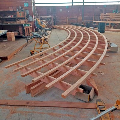 Fan Shaped Pergola Kit in rough carpentry (Options: 7' x 42', Douglas-Fir).