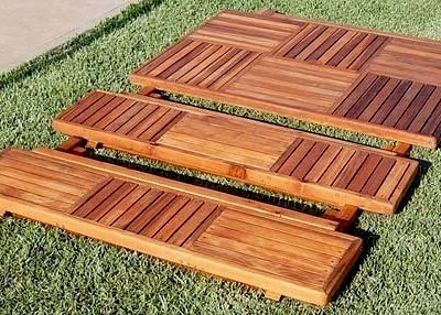 EZ Storage & Transport - Folds Up to Less Than 5 inches. Folding Outdoor Wood Bench (Options: 4 1/2 ft, California Redwood, Checkerboard Design, Squared Corners, Transparent Premium Sealant).