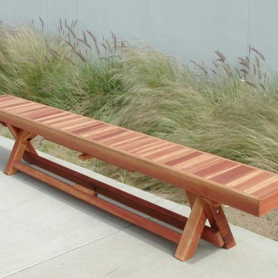 Folding Outdoor Wood Bench (Options: 8 ft, California Redwood, Boards All in Same Direction, Squared Corners, Unfinished).