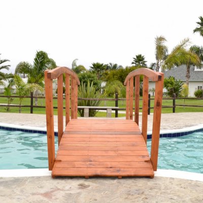 Custom Forever Foot Bridge (Options: 12' L, Mature Redwood, Transparent Premium Sealant).