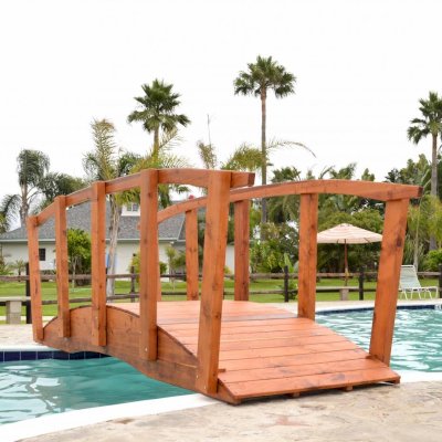 Custom Forever Foot Bridge (Options: 12' L, Mature Redwood, Transparent Premium Sealant).