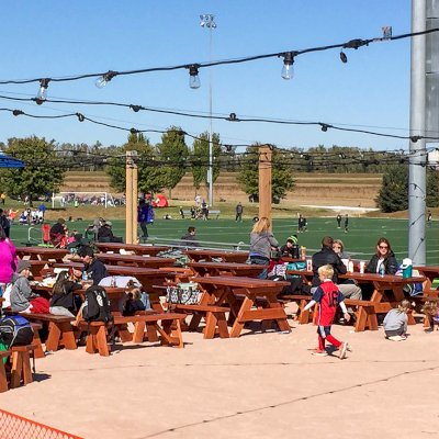 Forever Picnic Tables (Unattached Benches) (Options: 8' and 5' L, 28 ¾in W, Side Benches, Old-Growth Redwood, 1 Full Length Side Bench Per Side, Standard Tabletop, Squared Corners, No Umbrella Hole, Transparent Premium Sealant). Photo Courtesy of Sportport International of Maryland Heights, Missouri.