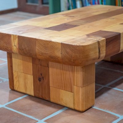 Fred & Wilma's Favorite Coffee Table (Options: 48"L x 31" W, Mixed of California Redwood and Douglas Fir, Transparent Premium Sealant).