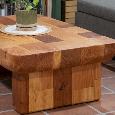 Fred & Wilma's Favorite Coffee Table (Options: 48"L x 31" W, Mixed of California Redwood and Douglas Fir, Transparent Premium Sealant).