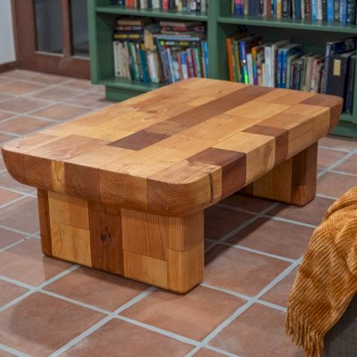 Fred & Wilma's Favorite Coffee Table (Options: 48"L x 31" W, Mixed of California Redwood and Douglas Fir, Transparent Premium Sealant).