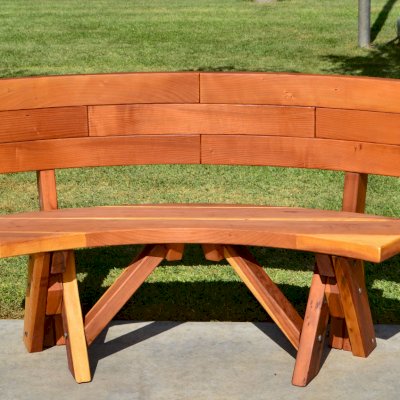 Fullback Arc Wood Picnic Bench (Options: 49 1/2 inches, California Redwood, No Engraving, Transparent Premium Sealant). 
