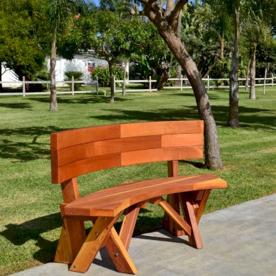Fullback Arc Wood Picnic Bench (Options: 49 1/2 inches, California Redwood, No Engraving, Transparent Premium Sealant). 