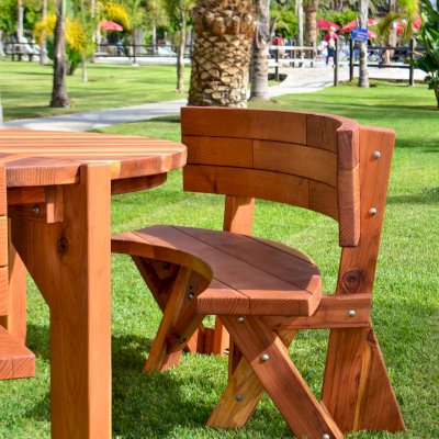 Fullback Arc Wood Picnic Bench (Options: 49 1/2 inches, California Redwood, No Engraving, Transparent Premium Sealant). 