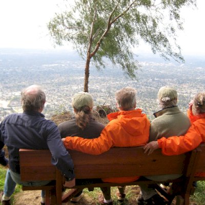 Fullback Wood Picnic Bench (Options: 6 ft, Old-Growth Redwood, No Cushion, No Engraving, Transparent Premium Sealant).  Photo courtesy of Mr. Randy Kennon of Santa Monica, CA.