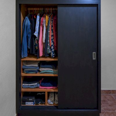 Graciela's Armoire (Options: Mosaic Douglas, Interior with Transparent Premium Sealant and Exterior with Black Stain Premium Sealant).