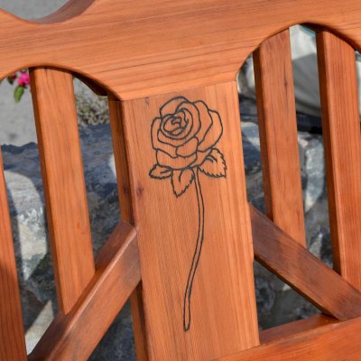 Heart Redwood Bench (Options: 4 ft, Mature Redwood, No Cushion, Custom Engraving, Transparent Premium Sealant). 