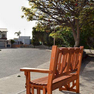 Heart Redwood Bench (Options: 4 ft, Mature Redwood, No Cushion, Custom Engraving, Transparent Premium Sealant). 