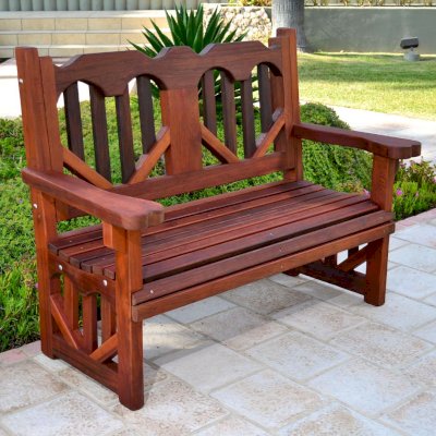 Heart Redwood Bench (Options: 4 ft, Old-Growth Redwood, No Cushion, No Engraving, Transparent Premium Sealant). 